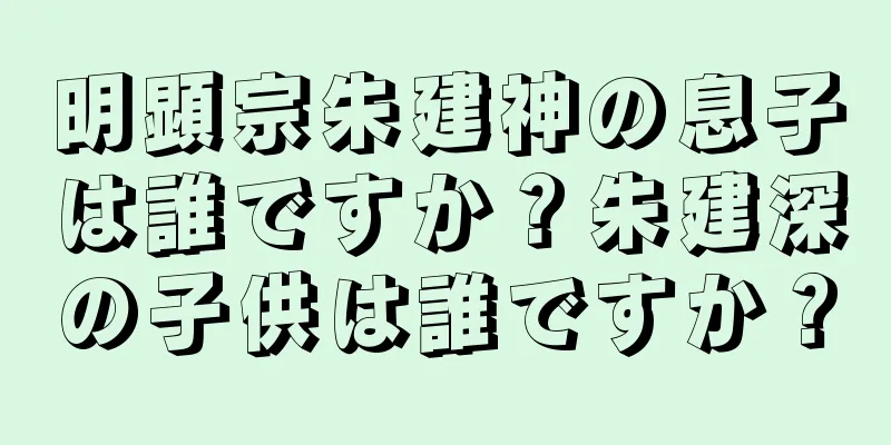 明顕宗朱建神の息子は誰ですか？朱建深の子供は誰ですか？