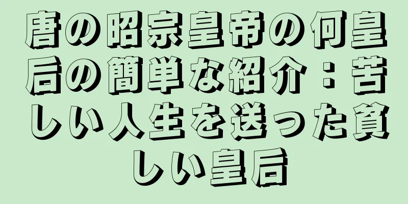 唐の昭宗皇帝の何皇后の簡単な紹介：苦しい人生を送った貧しい皇后