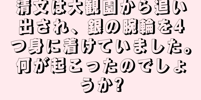 清文は大観園から追い出され、銀の腕輪を4つ身に着けていました。何が起こったのでしょうか?