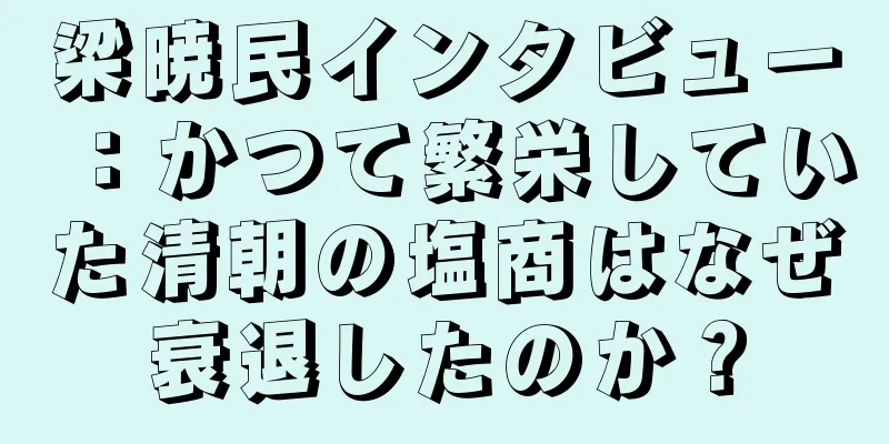 梁暁民インタビュー：かつて繁栄していた清朝の塩商はなぜ衰退したのか？