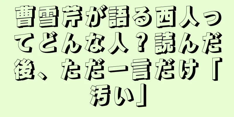 曹雪芹が語る西人ってどんな人？読んだ後、ただ一言だけ「汚い」