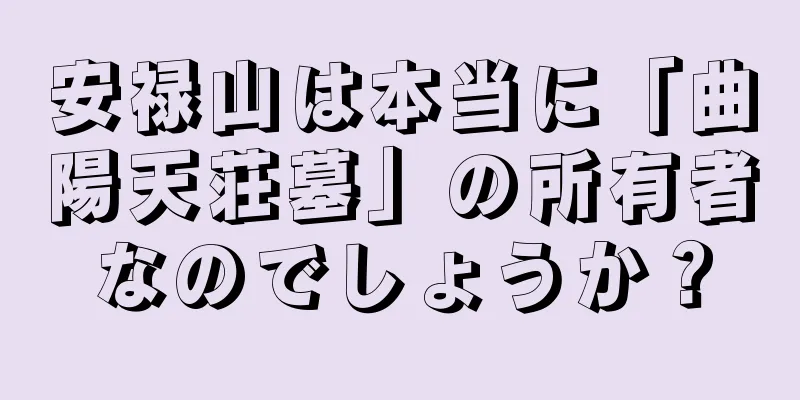 安禄山は本当に「曲陽天荘墓」の所有者なのでしょうか？