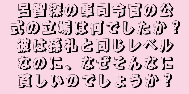 呂智深の軍司令官の公式の立場は何でしたか？彼は孫礼と同じレベルなのに、なぜそんなに貧しいのでしょうか？
