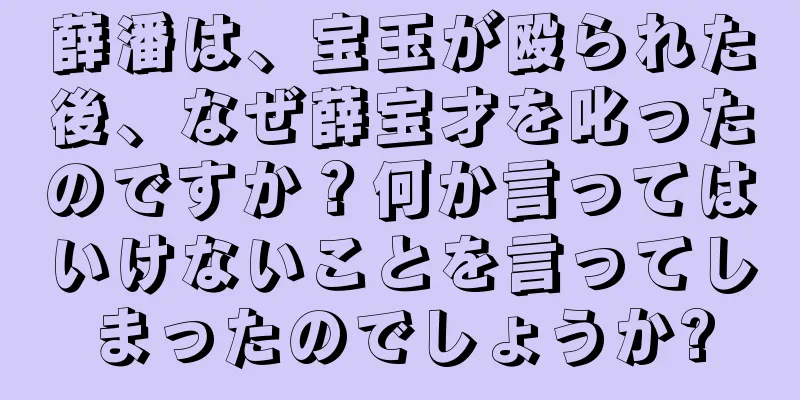薛潘は、宝玉が殴られた後、なぜ薛宝才を叱ったのですか？何か言ってはいけないことを言ってしまったのでしょうか?