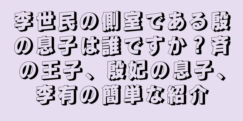 李世民の側室である殷の息子は誰ですか？斉の王子、殷妃の息子、李有の簡単な紹介