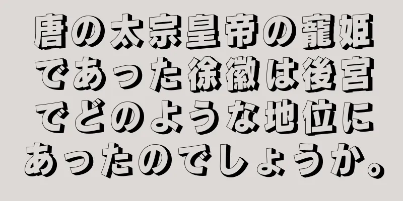 唐の太宗皇帝の寵姫であった徐徽は後宮でどのような地位にあったのでしょうか。