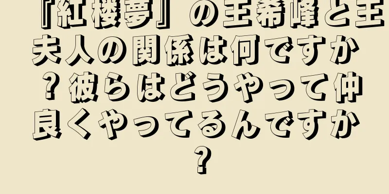 『紅楼夢』の王希峰と王夫人の関係は何ですか？彼らはどうやって仲良くやってるんですか？