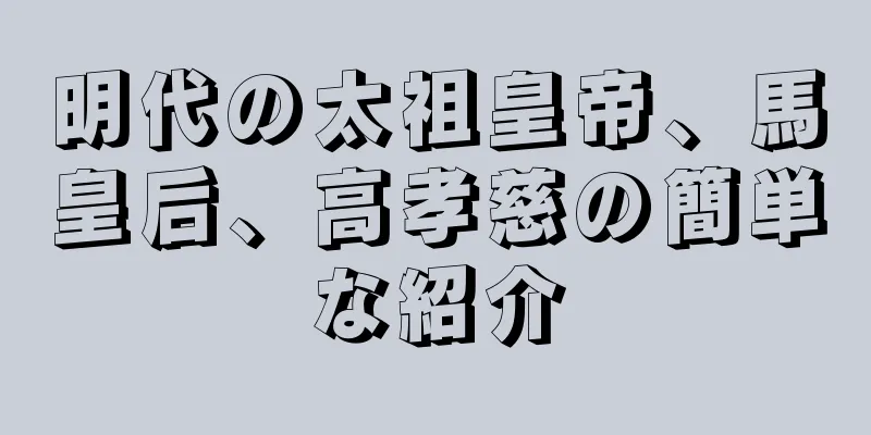 明代の太祖皇帝、馬皇后、高孝慈の簡単な紹介
