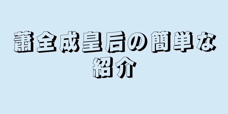 蕭全成皇后の簡単な紹介