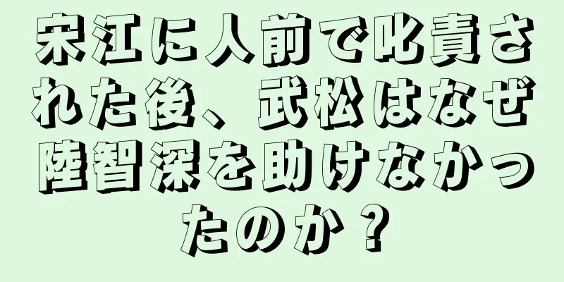 宋江に人前で叱責された後、武松はなぜ陸智深を助けなかったのか？