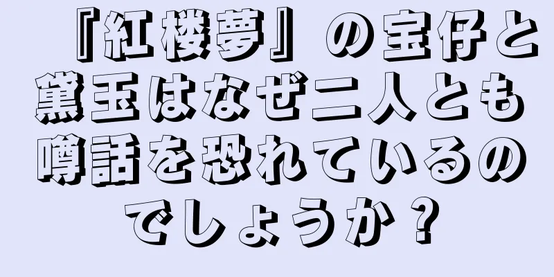 『紅楼夢』の宝仔と黛玉はなぜ二人とも噂話を恐れているのでしょうか？
