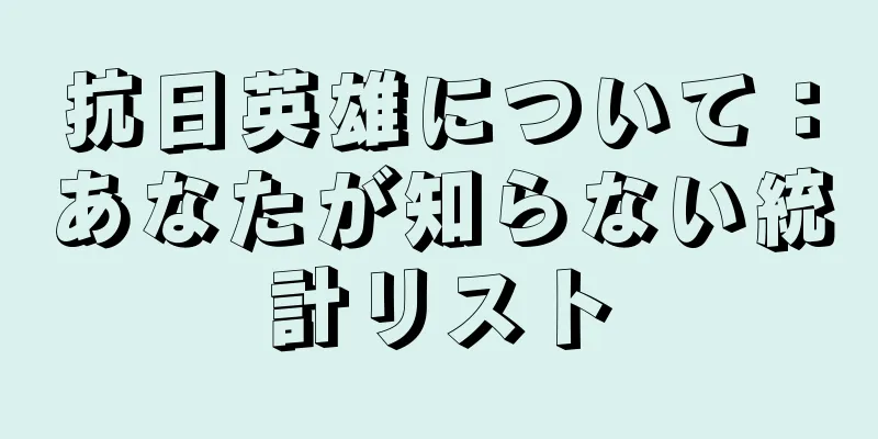 抗日英雄について：あなたが知らない統計リスト