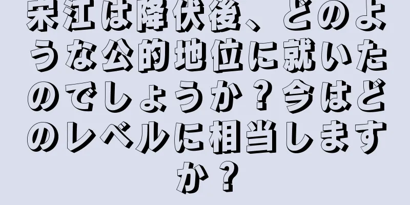 宋江は降伏後、どのような公的地位に就いたのでしょうか？今はどのレベルに相当しますか？