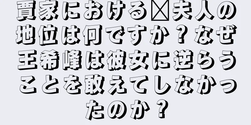 賈家における邢夫人の地位は何ですか？なぜ王希峰は彼女に逆らうことを敢えてしなかったのか？
