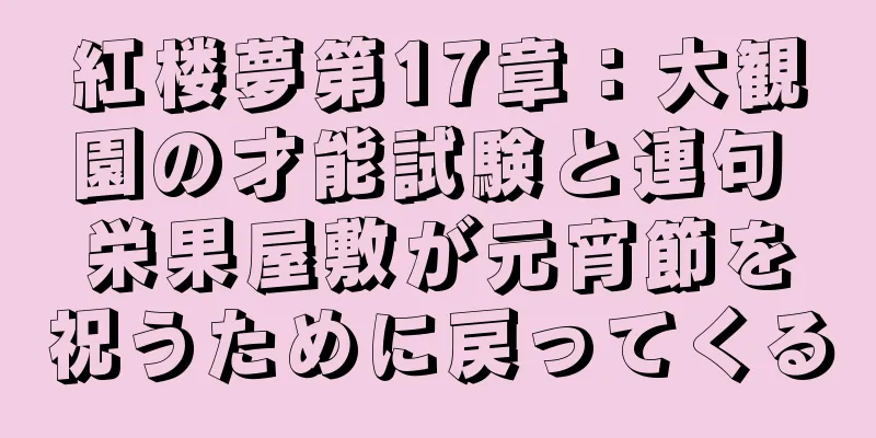 紅楼夢第17章：大観園の才能試験と連句 栄果屋敷が元宵節を祝うために戻ってくる