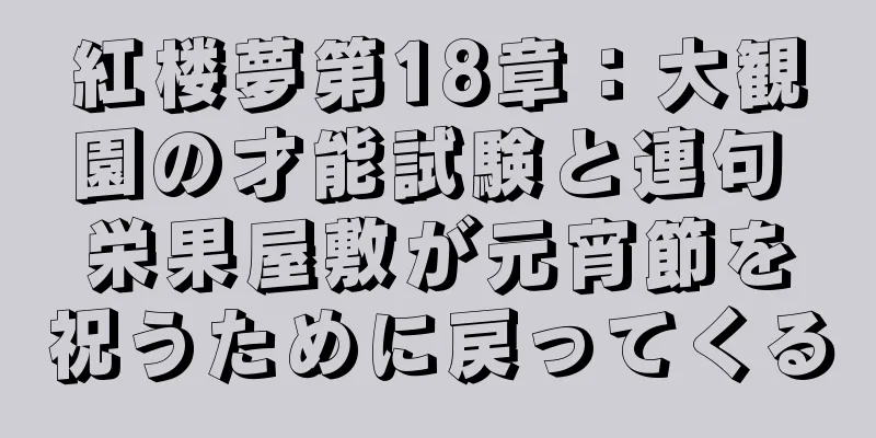 紅楼夢第18章：大観園の才能試験と連句 栄果屋敷が元宵節を祝うために戻ってくる