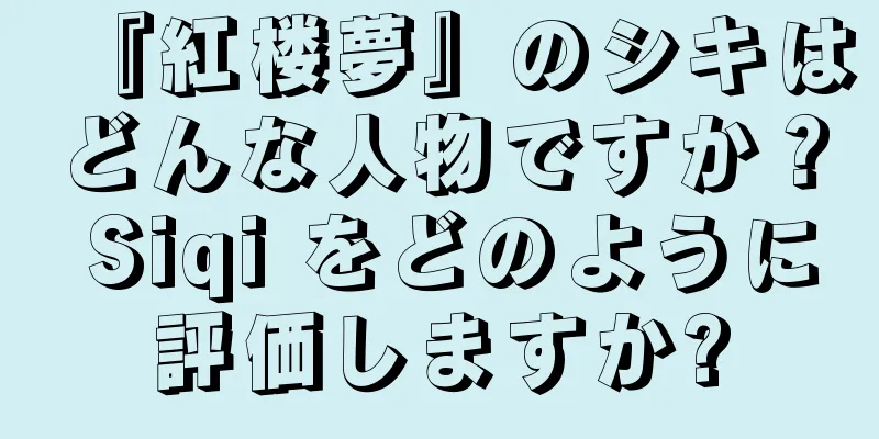 『紅楼夢』のシキはどんな人物ですか？ Siqi をどのように評価しますか?