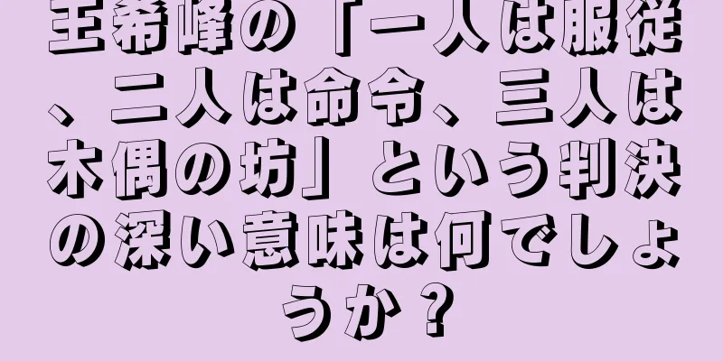 王希峰の「一人は服従、二人は命令、三人は木偶の坊」という判決の深い意味は何でしょうか？