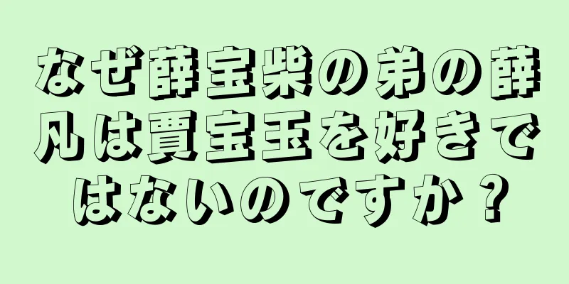 なぜ薛宝柴の弟の薛凡は賈宝玉を好きではないのですか？