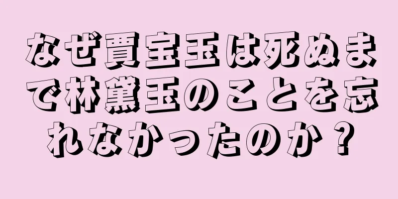 なぜ賈宝玉は死ぬまで林黛玉のことを忘れなかったのか？
