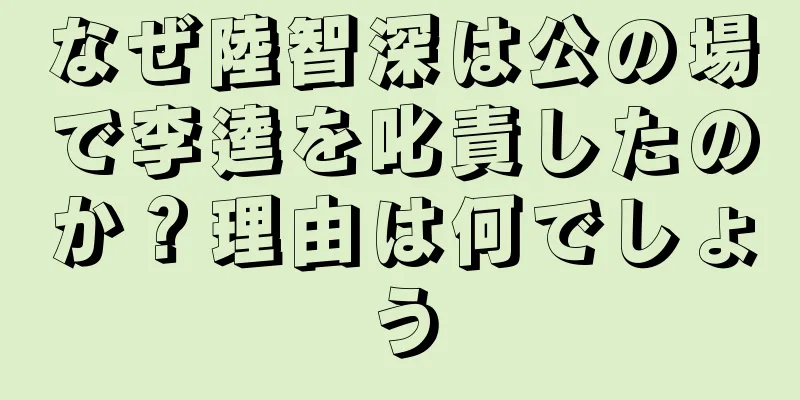 なぜ陸智深は公の場で李逵を叱責したのか？理由は何でしょう