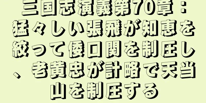 三国志演義第70章：猛々しい張飛が知恵を絞って倭口関を制圧し、老黄忠が計略で天当山を制圧する