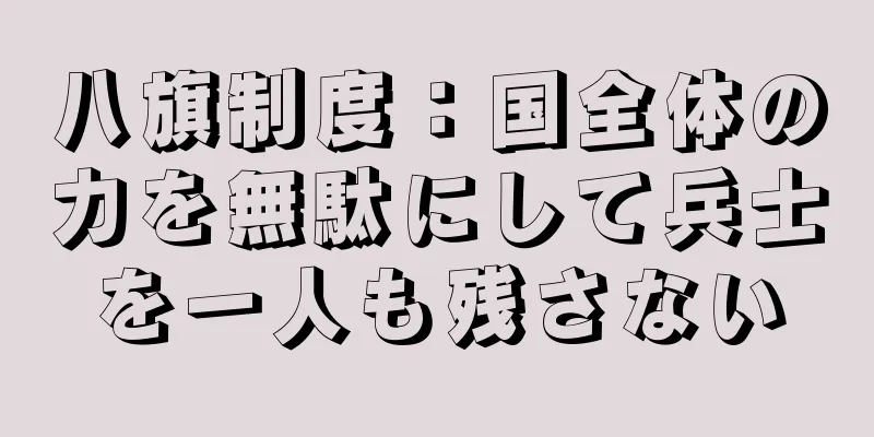 八旗制度：国全体の力を無駄にして兵士を一人も残さない