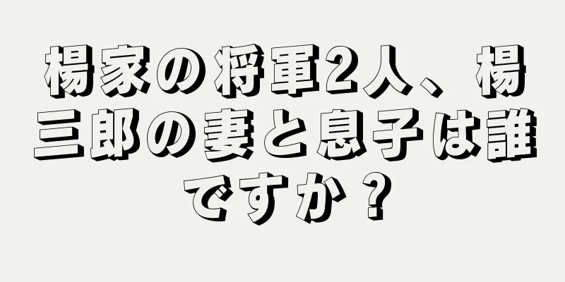 楊家の将軍2人、楊三郎の妻と息子は誰ですか？