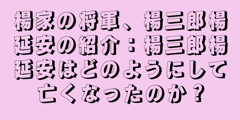 楊家の将軍、楊三郎楊延安の紹介：楊三郎楊延安はどのようにして亡くなったのか？