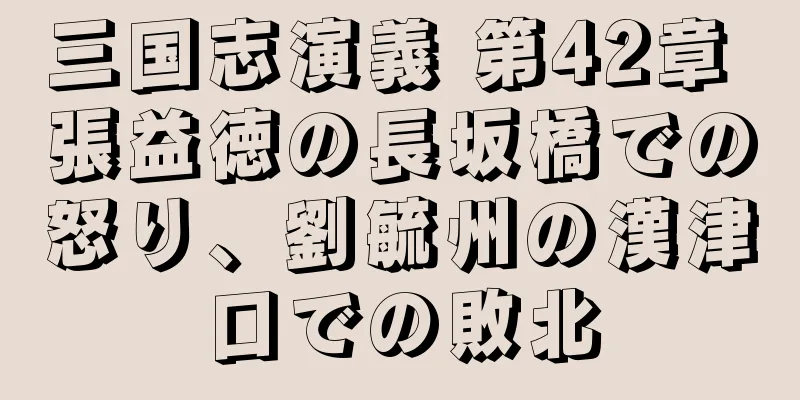 三国志演義 第42章 張益徳の長坂橋での怒り、劉毓州の漢津口での敗北