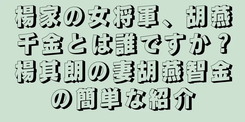 楊家の女将軍、胡燕千金とは誰ですか？楊其朗の妻胡燕智金の簡単な紹介