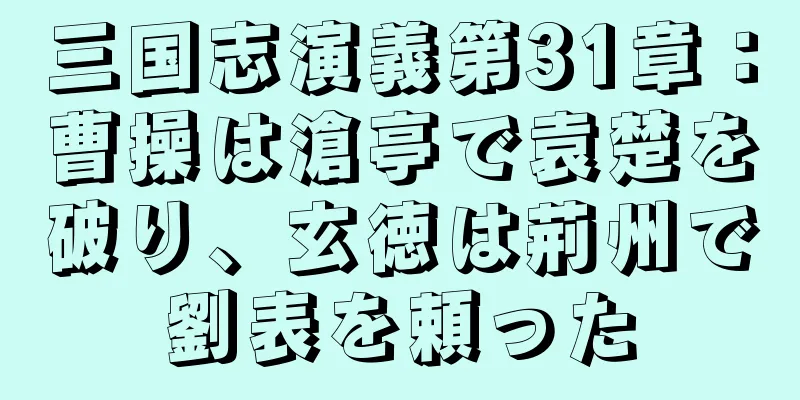 三国志演義第31章：曹操は滄亭で袁楚を破り、玄徳は荊州で劉表を頼った