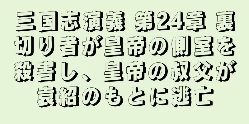 三国志演義 第24章 裏切り者が皇帝の側室を殺害し、皇帝の叔父が袁紹のもとに逃亡