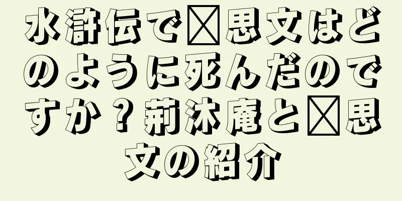 水滸伝で郝思文はどのように死んだのですか？荊沐庵と郝思文の紹介