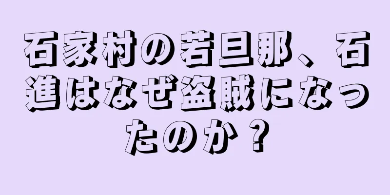 石家村の若旦那、石進はなぜ盗賊になったのか？