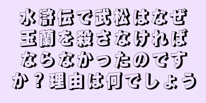 水滸伝で武松はなぜ玉蘭を殺さなければならなかったのですか？理由は何でしょう