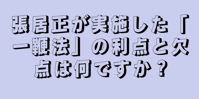 張居正が実施した「一鞭法」の利点と欠点は何ですか？