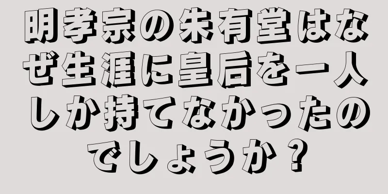 明孝宗の朱有堂はなぜ生涯に皇后を一人しか持てなかったのでしょうか？