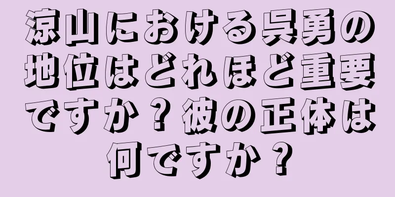 涼山における呉勇の地位はどれほど重要ですか？彼の正体は何ですか？