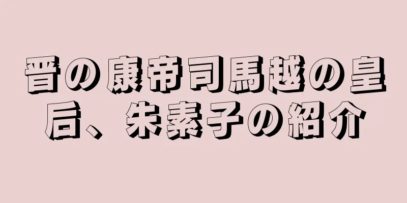 晋の康帝司馬越の皇后、朱素子の紹介
