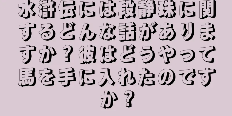 水滸伝には段静珠に関するどんな話がありますか？彼はどうやって馬を手に入れたのですか？