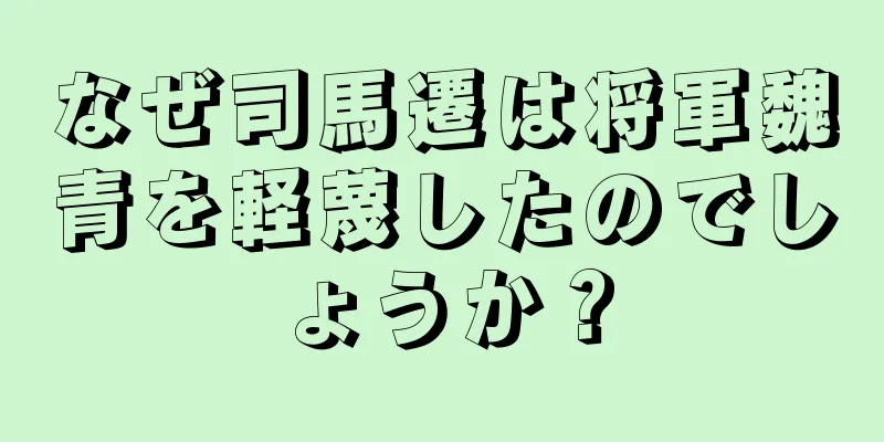なぜ司馬遷は将軍魏青を軽蔑したのでしょうか？
