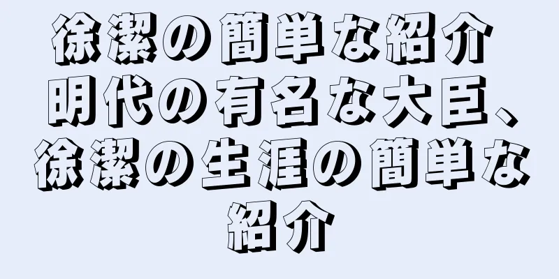 徐潔の簡単な紹介 明代の有名な大臣、徐潔の生涯の簡単な紹介