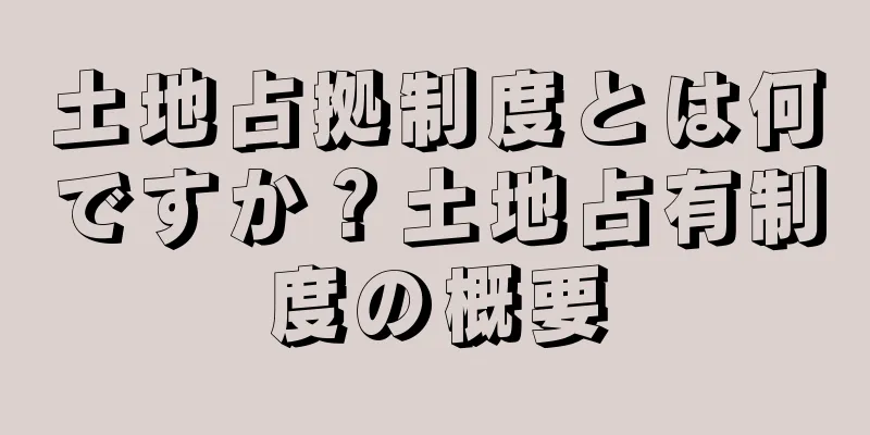 土地占拠制度とは何ですか？土地占有制度の概要