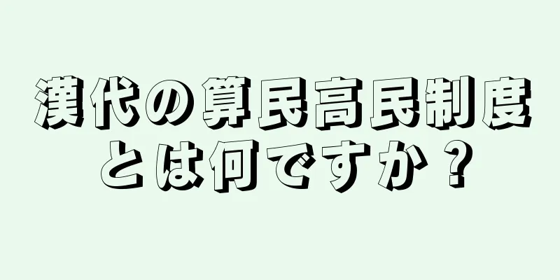 漢代の算民高民制度とは何ですか？