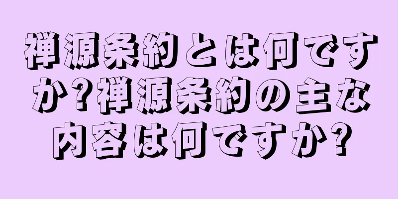 禅源条約とは何ですか?禅源条約の主な内容は何ですか?