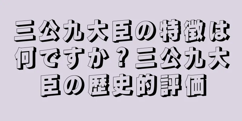 三公九大臣の特徴は何ですか？三公九大臣の歴史的評価
