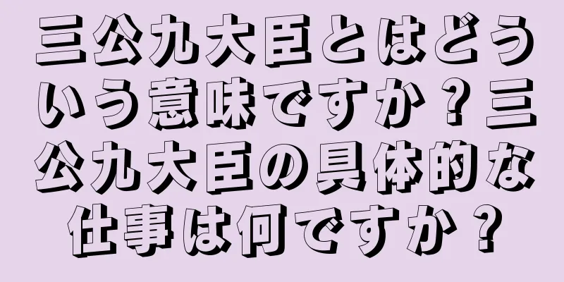 三公九大臣とはどういう意味ですか？三公九大臣の具体的な仕事は何ですか？