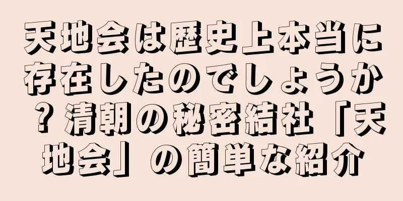 天地会は歴史上本当に存在したのでしょうか？清朝の秘密結社「天地会」の簡単な紹介