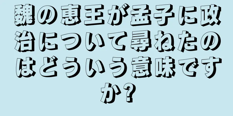 魏の恵王が孟子に政治について尋ねたのはどういう意味ですか?